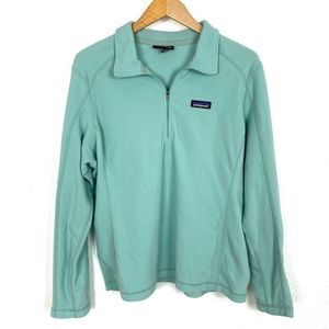 Patagonia Quarter Zip Fleece Pullover in Aqua Mint Seafoam Green Size Large